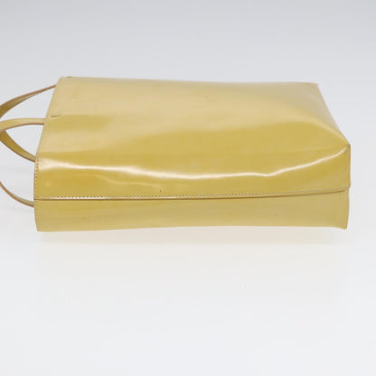 PRADA Hand Bag Enamel Yellow Silver Auth bs17418