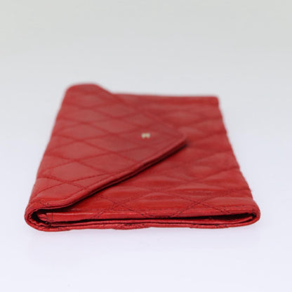 Chanel Bicolore Wallet Leather Red Gold CC Auth bs