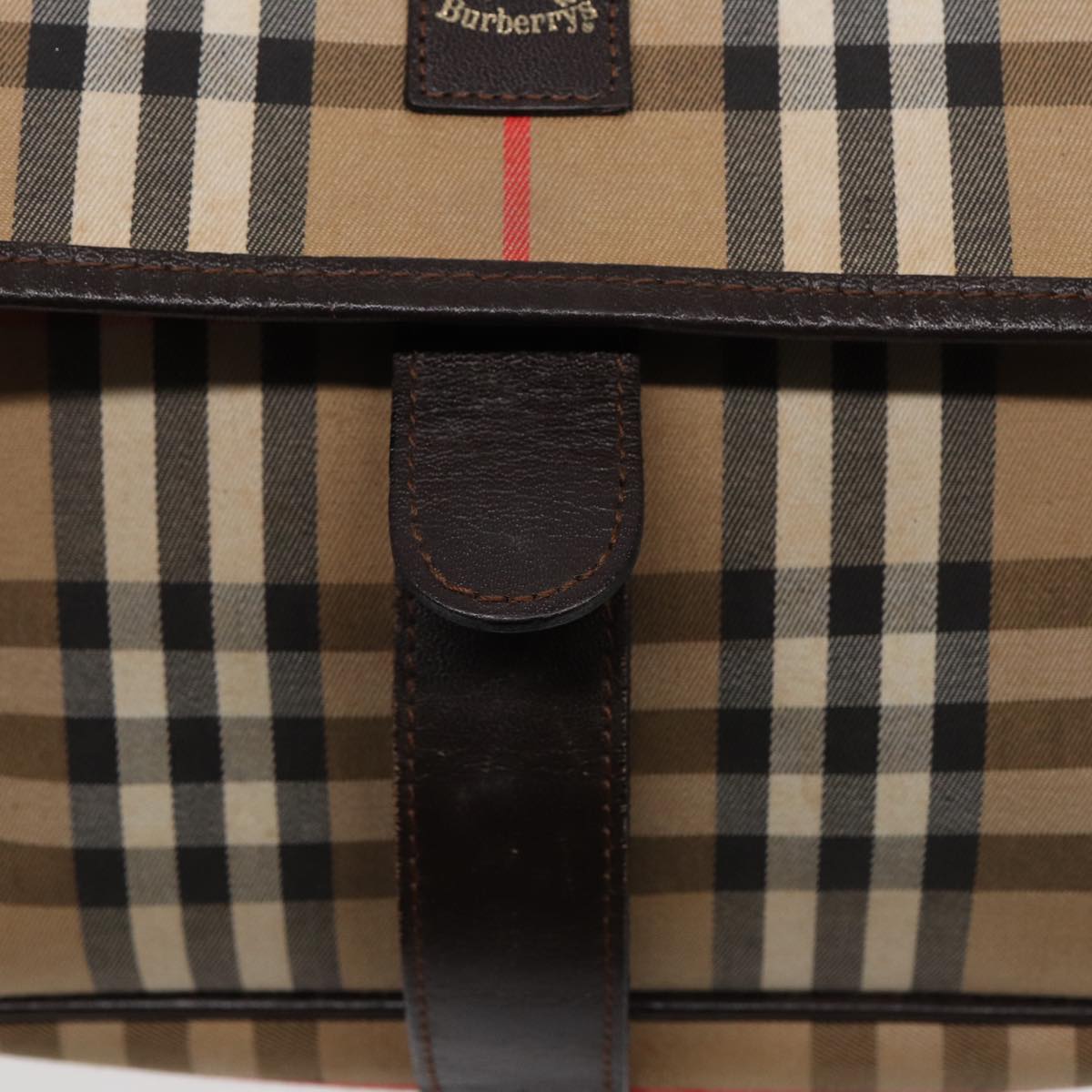 BURBERRYSs Nova Check Shoulder Bag Canvas Beige Gold Auth bs17481