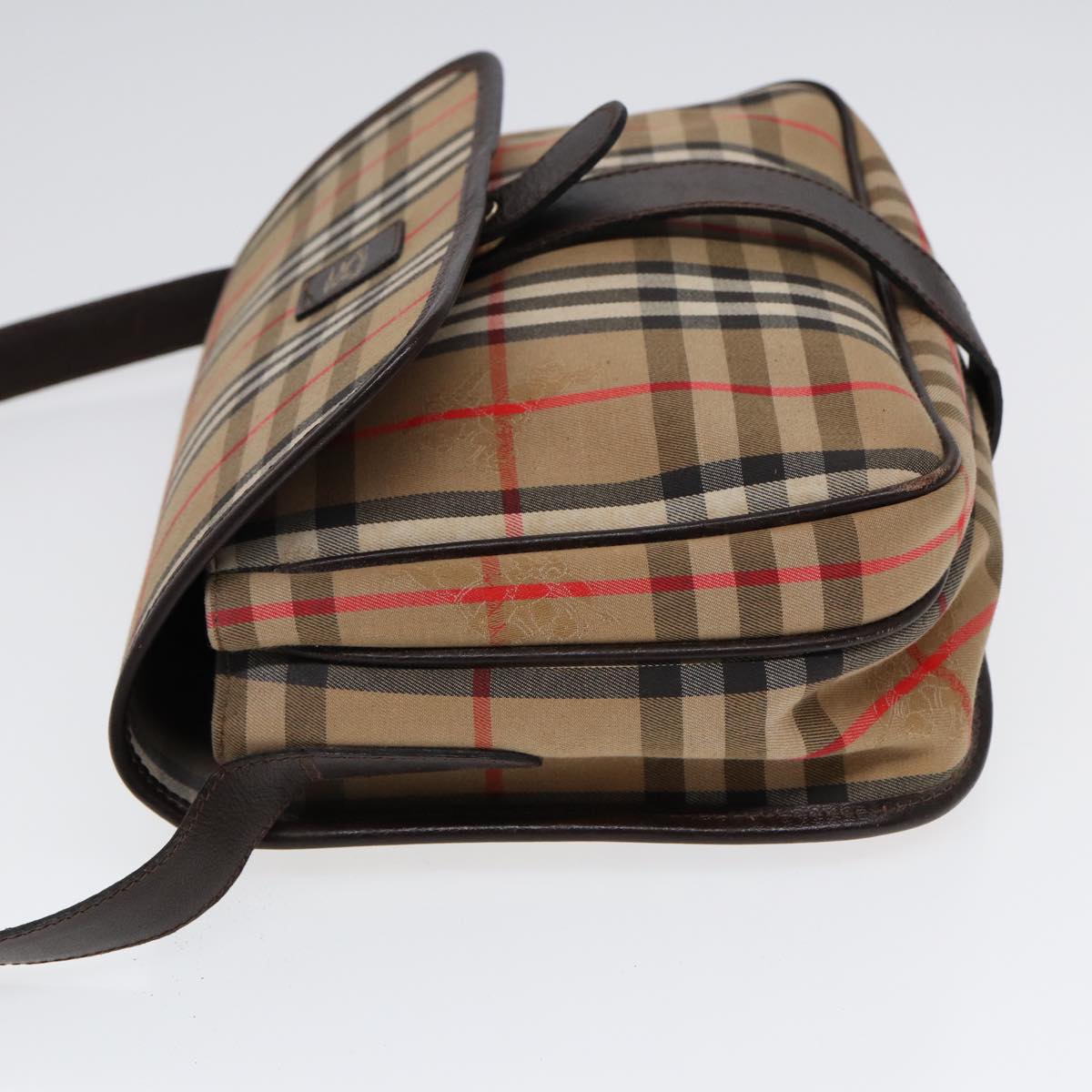 BURBERRYSs Nova Check Shoulder Bag Canvas Beige Gold Auth bs17481