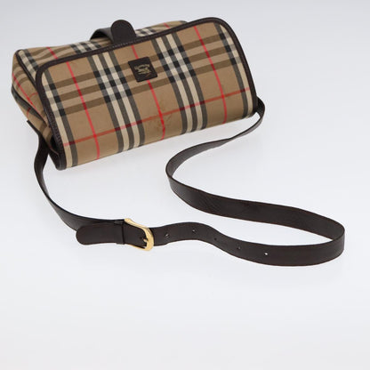 BURBERRYSs Nova Check Shoulder Bag Canvas Beige Gold Auth bs17481