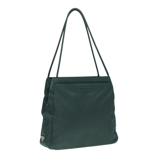 PRADA Hand Bag Nylon Green Silver Auth bs17499