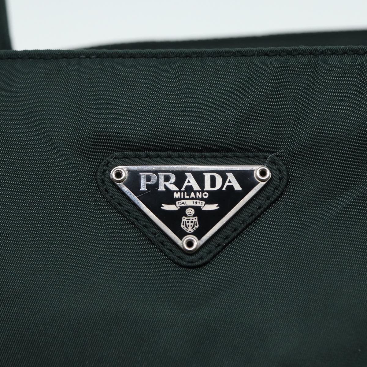 PRADA Hand Bag Nylon Green Silver Auth bs17500