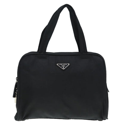 PRADA Hand Bag Nylon Black Silver Auth bs17516