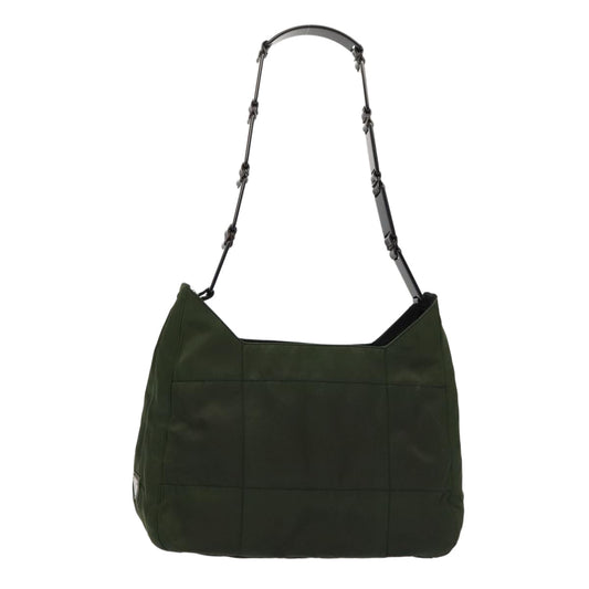 PRADA Shoulder Bag Nylon Green Black Auth bs17519