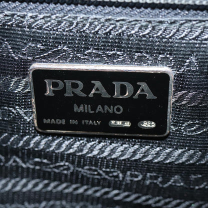 PRADA Hand Bag Leather White Gold Auth bs17520