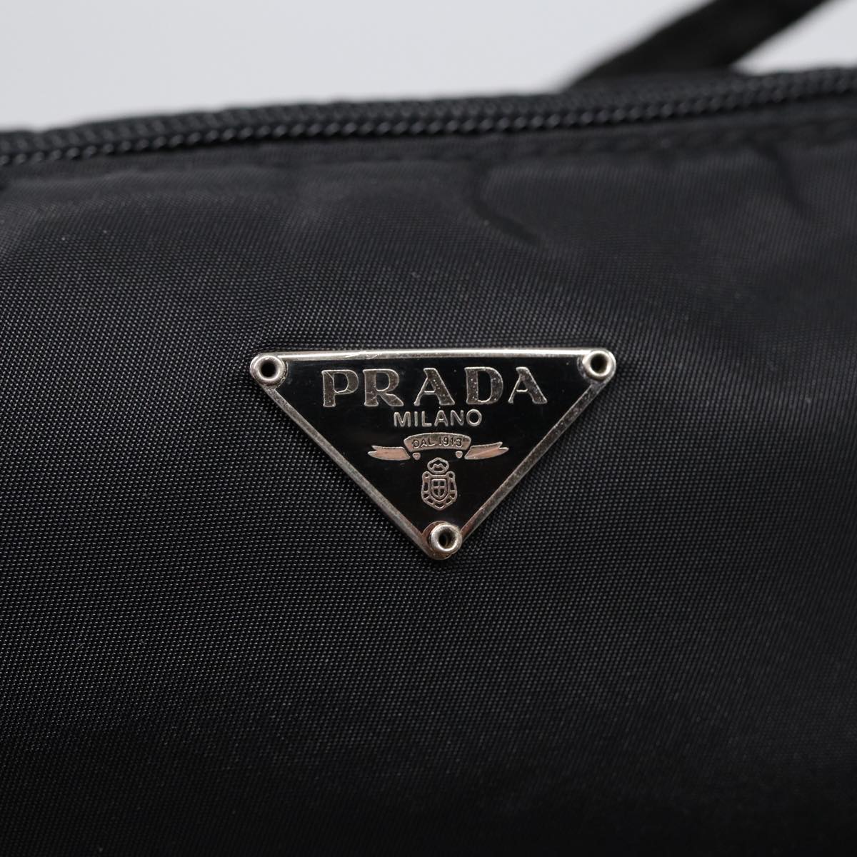 PRADA Accessory Pouch Nylon Black Silver Auth bs17570