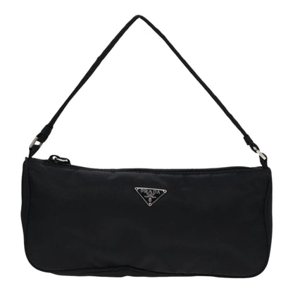 PRADA Accessory Pouch Nylon Black Silver Auth bs17570