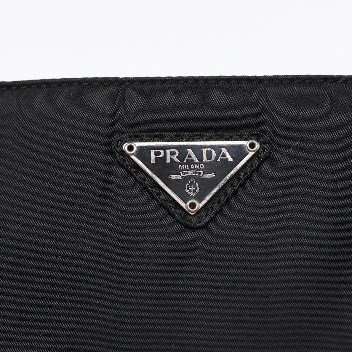 PRADA Shoulder Bag Nylon Black Silver Auth bs17571