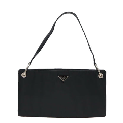 PRADA Shoulder Bag Nylon Black Silver Auth bs17571