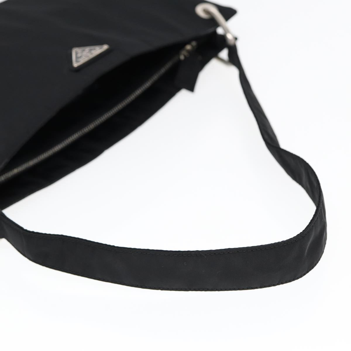 PRADA Shoulder Bag Nylon Black Silver Auth bs17571