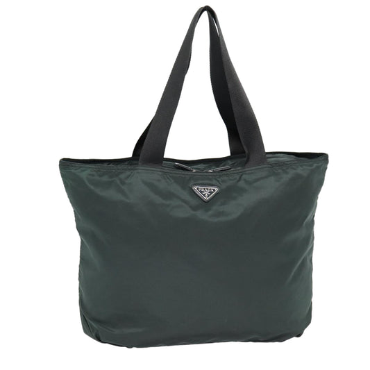 PRADA Tote Bag Nylon Green Silver Auth bs17581