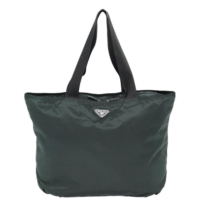 PRADA Tote Bag Nylon Green Silver Auth bs17581