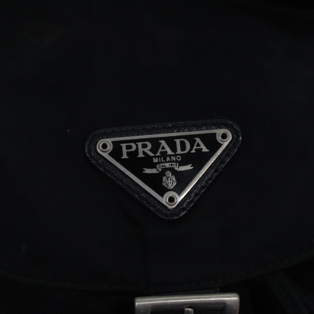 PRADA Backpack Nylon Black Silver Auth bs17598