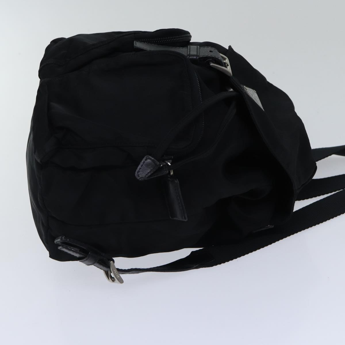 PRADA Backpack Nylon Black Silver Auth bs17598