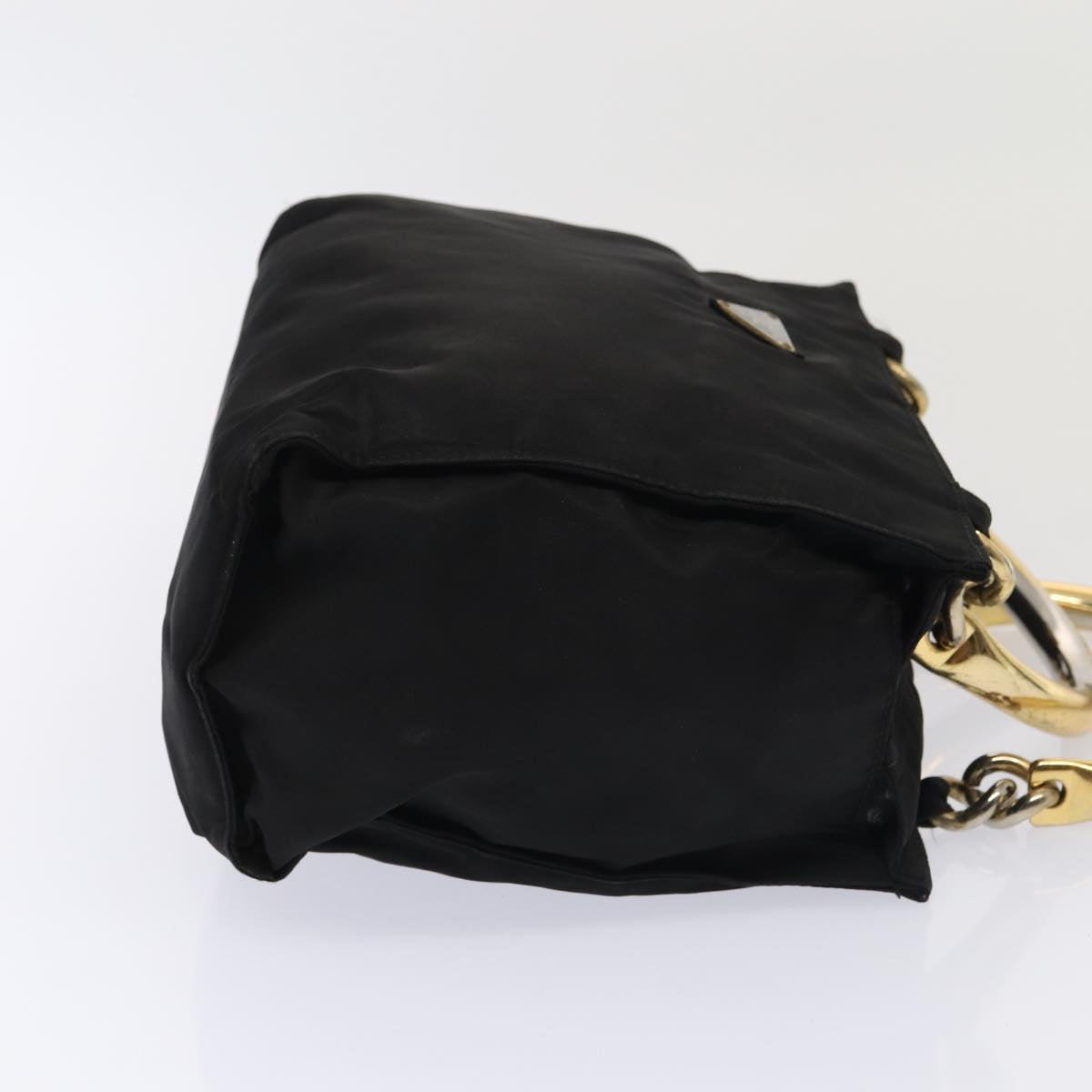 PRADA Hand Bag Nylon Black Gold Auth bs17601