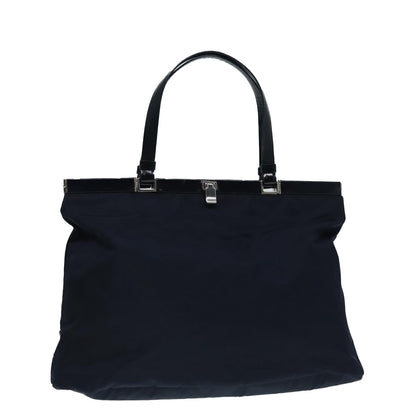 PRADA Hand Bag Nylon Navy Silver Auth bs17602