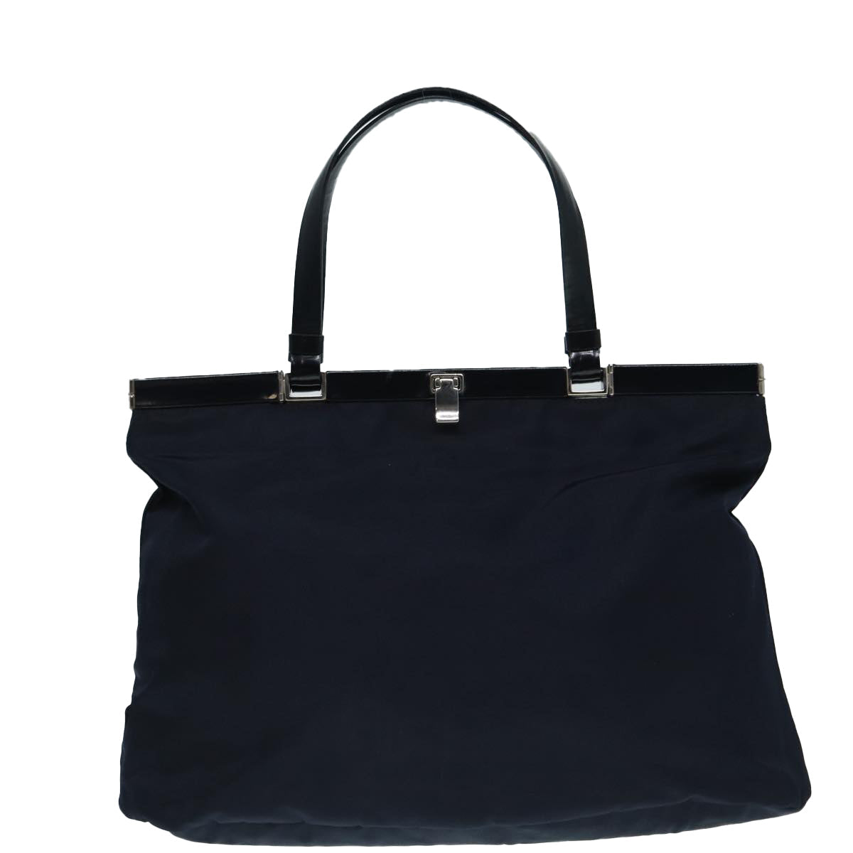 PRADA Hand Bag Nylon Navy Silver Auth bs17602