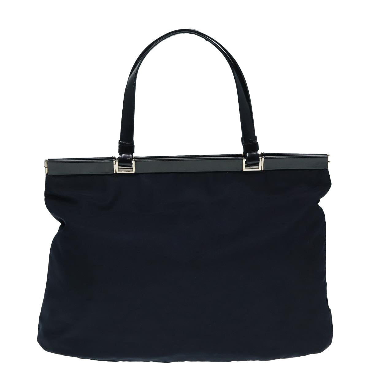 PRADA Hand Bag Nylon Navy Silver Auth bs17602