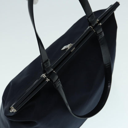 PRADA Hand Bag Nylon Navy Silver Auth bs17602