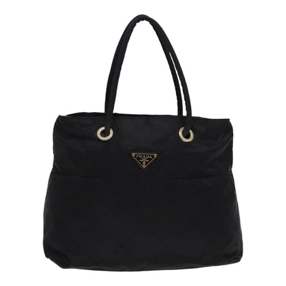 PRADA Hand Bag Nylon Black Gold Auth bs17605