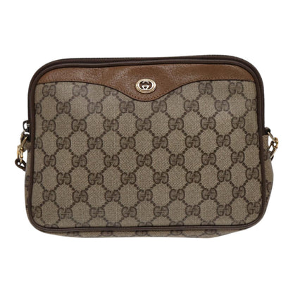 GUCCI GG Supreme Shoulder Bag PVC Leather Beige Gold 97 02 068 Auth bs17607