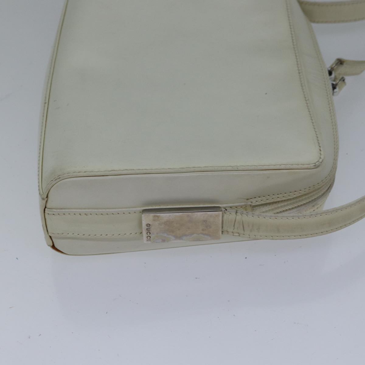 GUCCI Shoulder Bag Leather White Silver 007 1014 0274 Auth bs17611