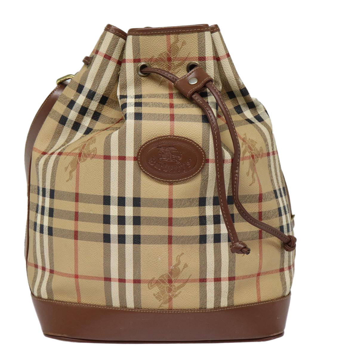 BURBERRYSs Nova Check Shoulder Bag PVC Beige Auth bs17637