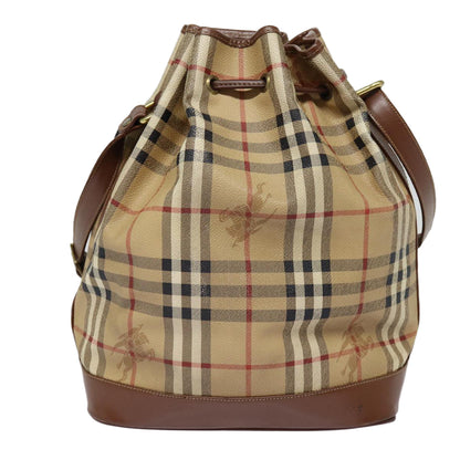 BURBERRYSs Nova Check Shoulder Bag PVC Beige Auth bs17637
