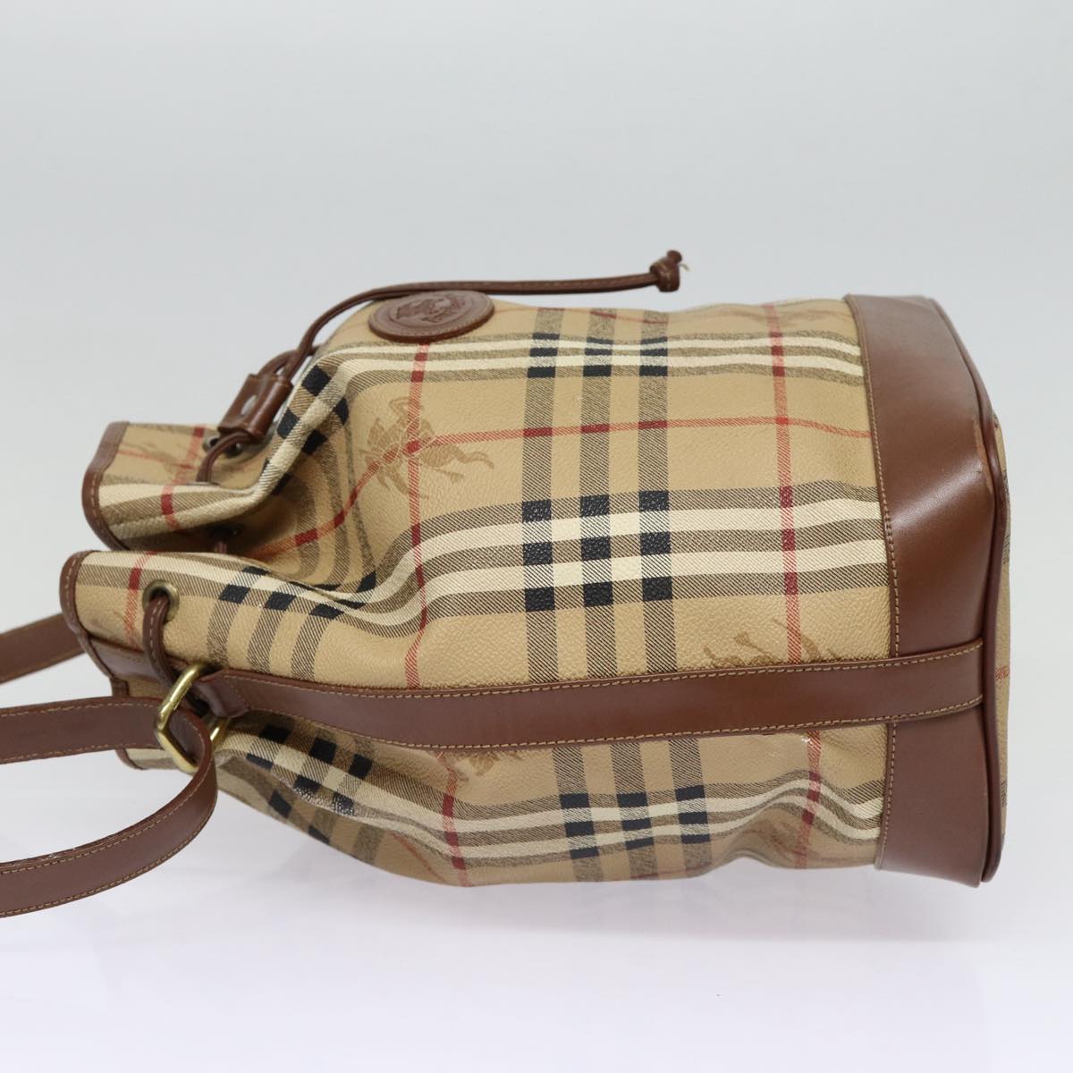 BURBERRYSs Nova Check Shoulder Bag PVC Beige Auth bs17637