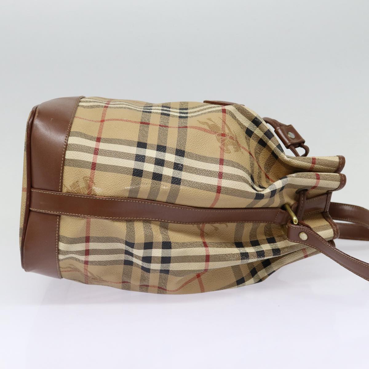 BURBERRYSs Nova Check Shoulder Bag PVC Beige Auth bs17637