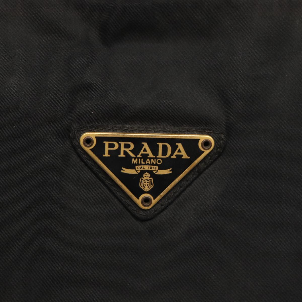 PRADA Hand Bag Nylon Black Gold Auth bs17641