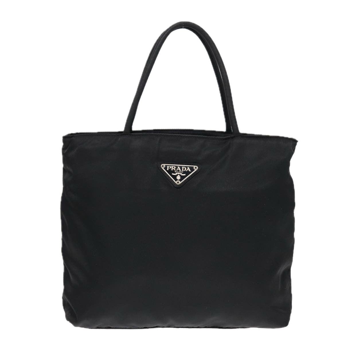 PRADA Hand Bag Nylon Black Silver Auth bs17647