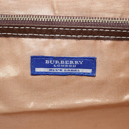 BURBERRY Nova Check Blue Label Hand Bag Nylon Pink Silver Auth bs17669