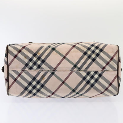 BURBERRY Nova Check Blue Label Hand Bag Nylon Pink Silver Auth bs17669