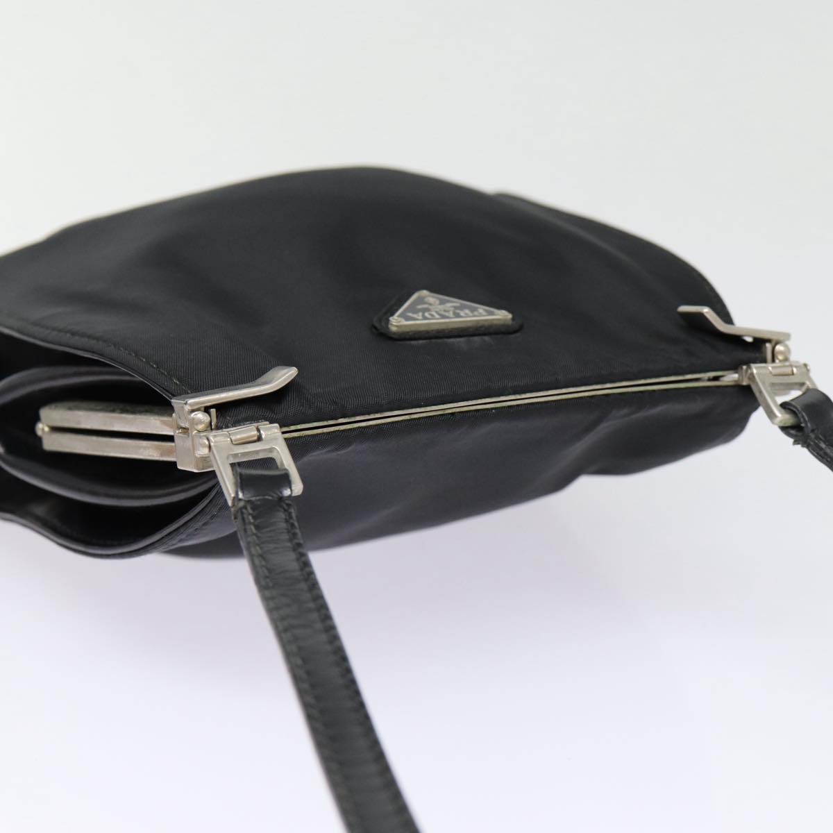 PRADA Shoulder Bag Nylon Black Silver Auth bs17672