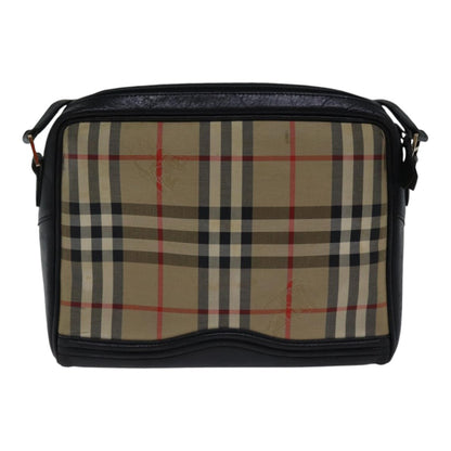 BURBERRYSs Nova Check Shoulder Bag Canvas Beige Gold Auth bs17696