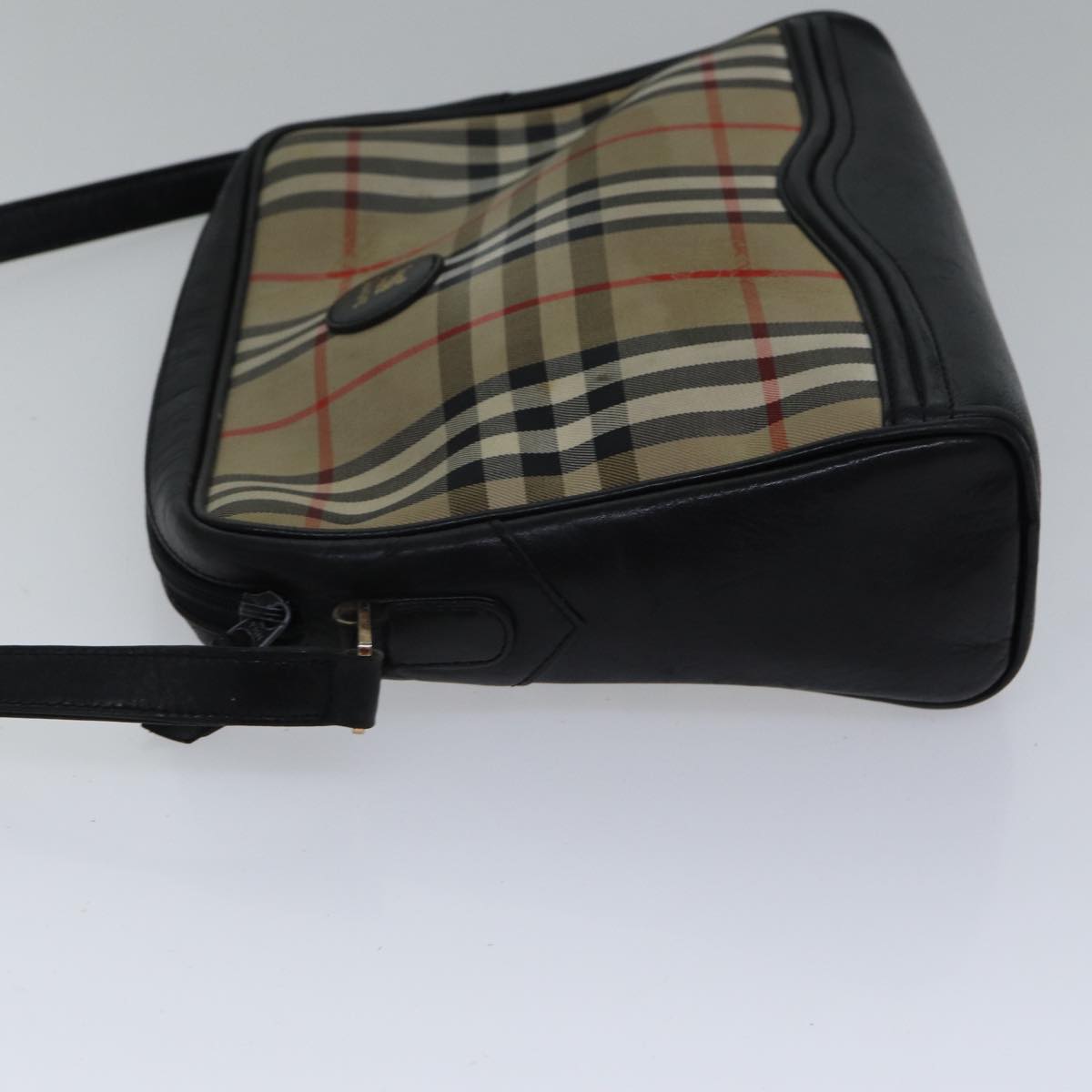 BURBERRYSs Nova Check Shoulder Bag Canvas Beige Gold Auth bs17696