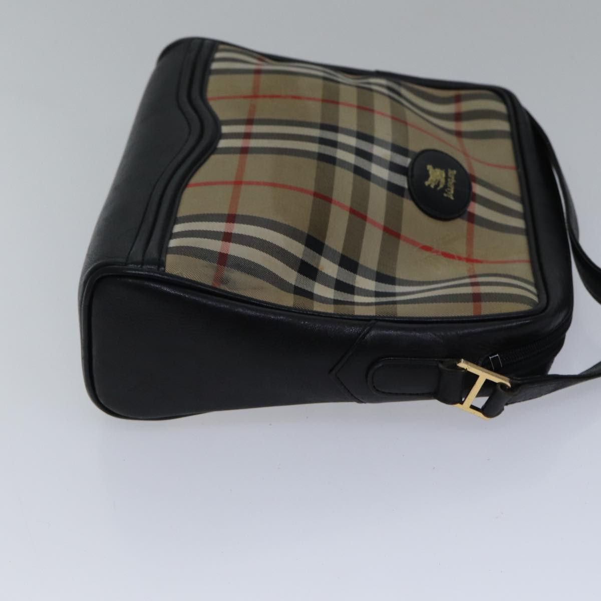 BURBERRYSs Nova Check Shoulder Bag Canvas Beige Gold Auth bs17696