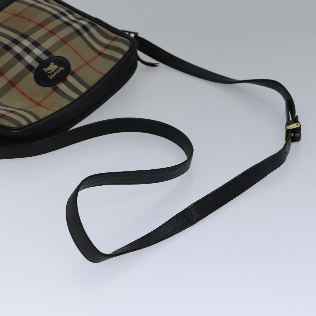 BURBERRYSs Nova Check Shoulder Bag Canvas Beige Gold Auth bs17696