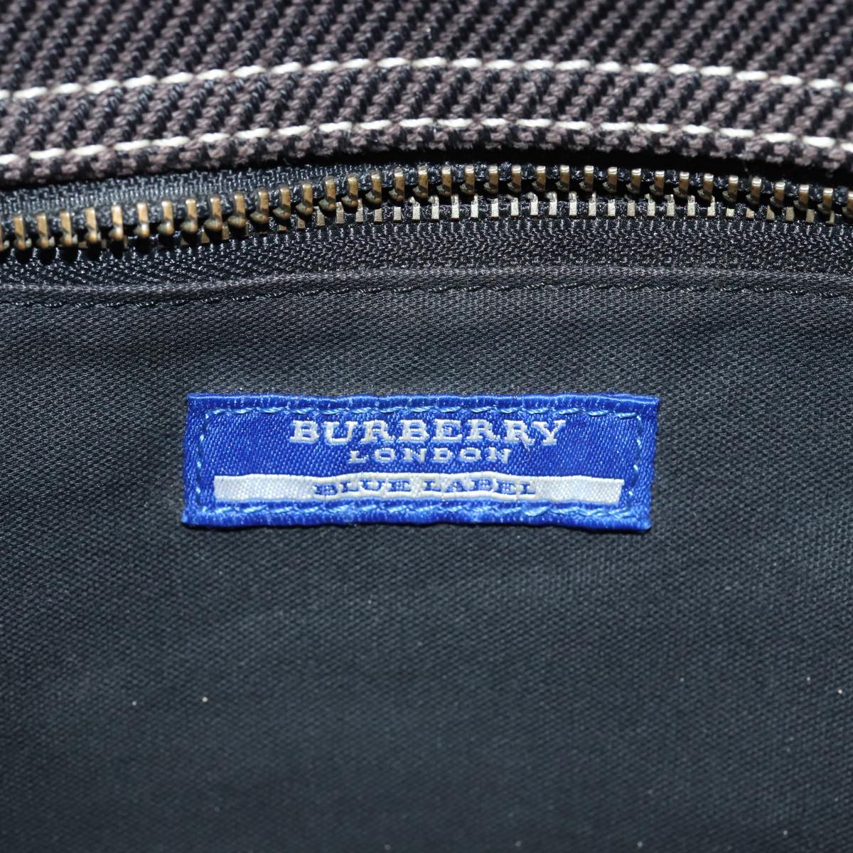 BURBERRY Black label Hand Bag Canvas Black Silver Auth bs17697