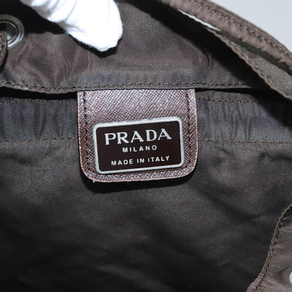 PRADA Backpack Nylon Silver Brown Auth bs17718