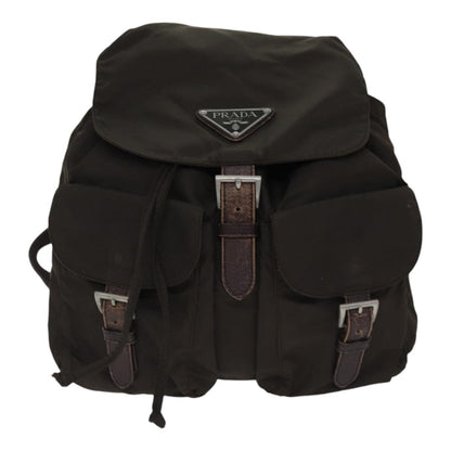 PRADA Backpack Nylon Silver Brown Auth bs17718