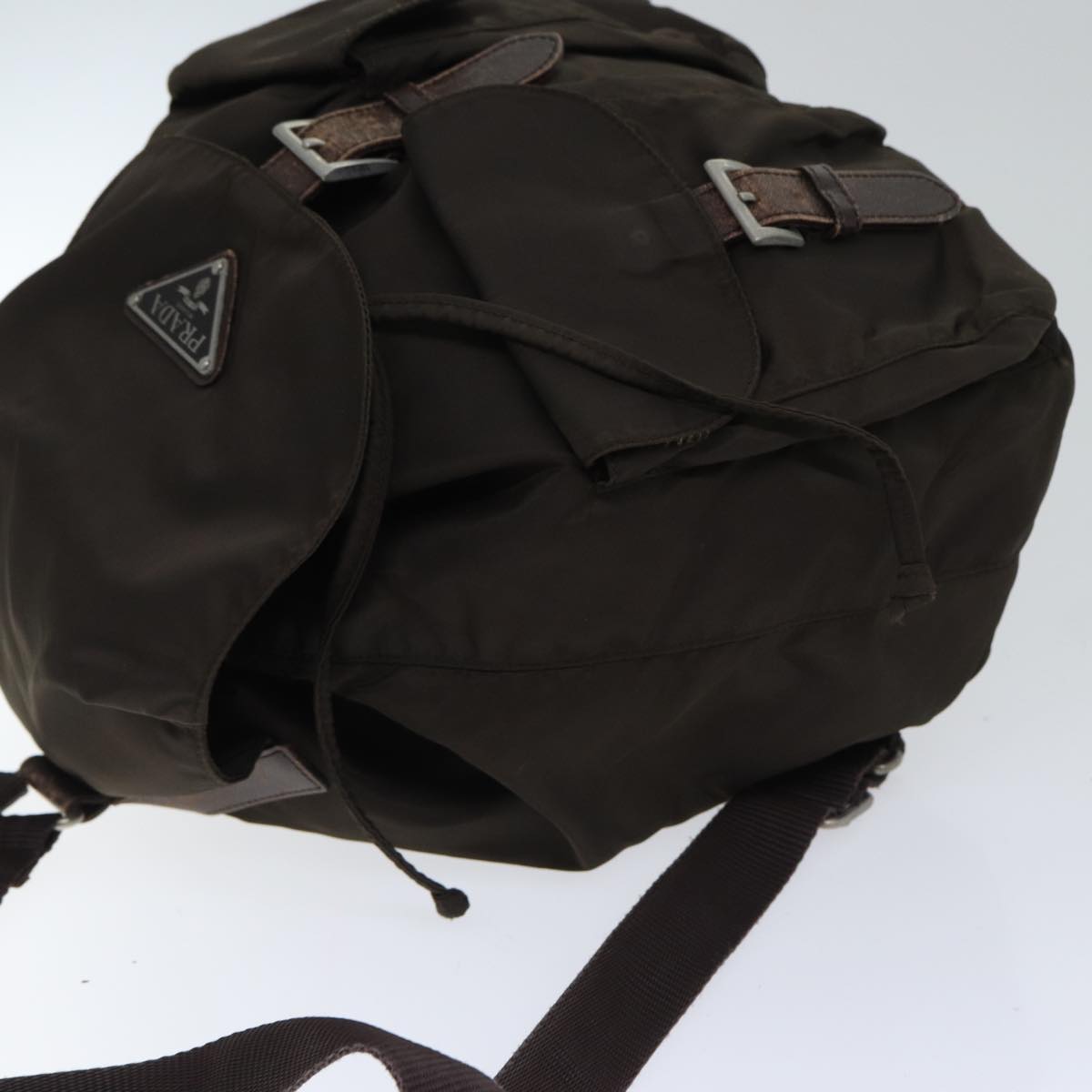 PRADA Backpack Nylon Silver Brown Auth bs17718