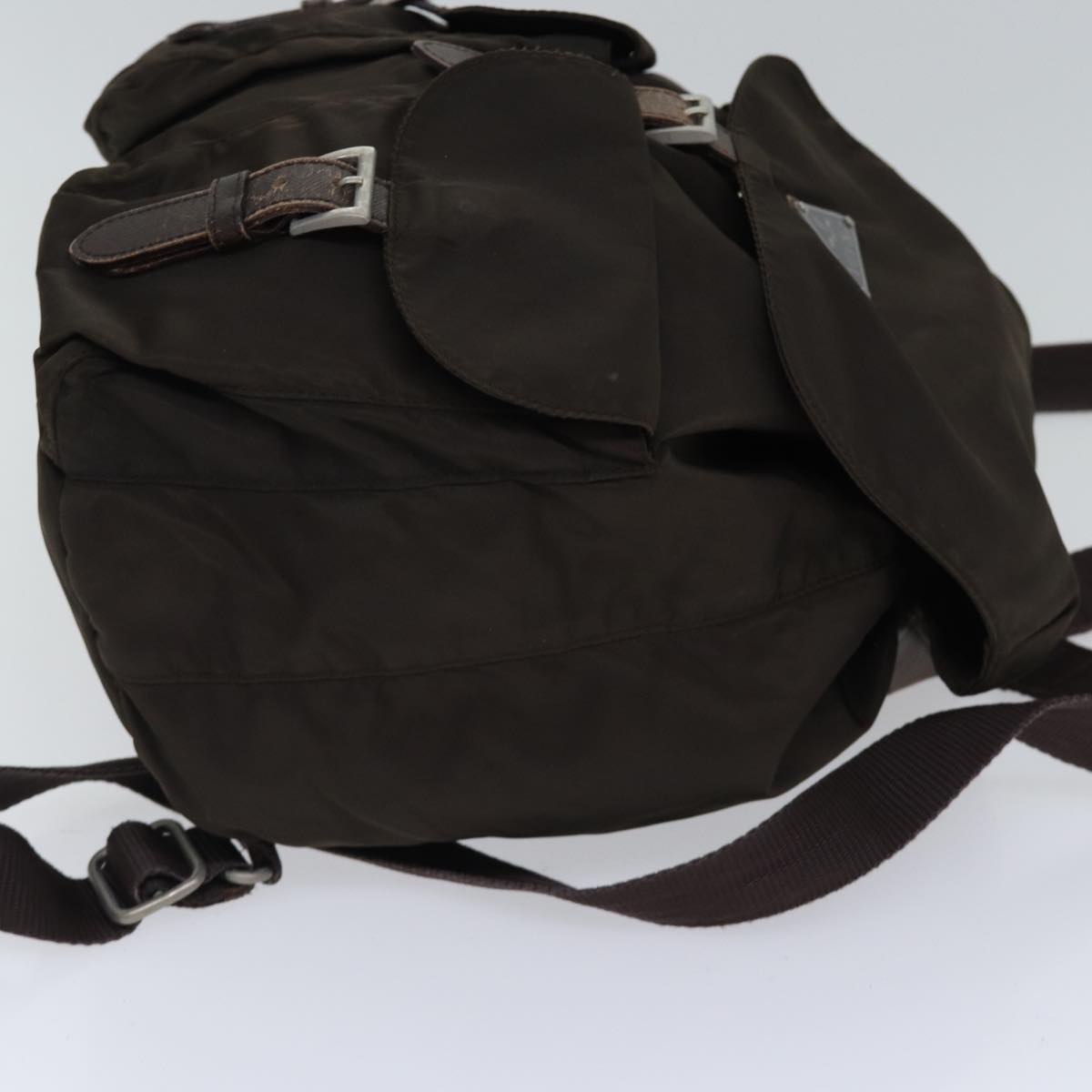 PRADA Backpack Nylon Silver Brown Auth bs17718