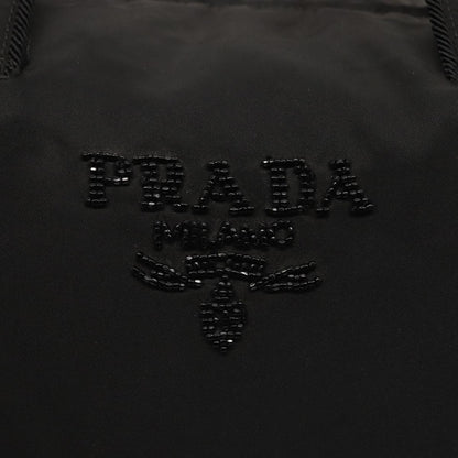 PRADA Hand Bag Nylon Black Silver Auth bs17749