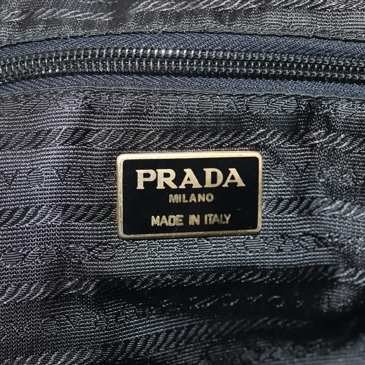 PRADA Hand Bag Nylon Black Silver Auth bs17749