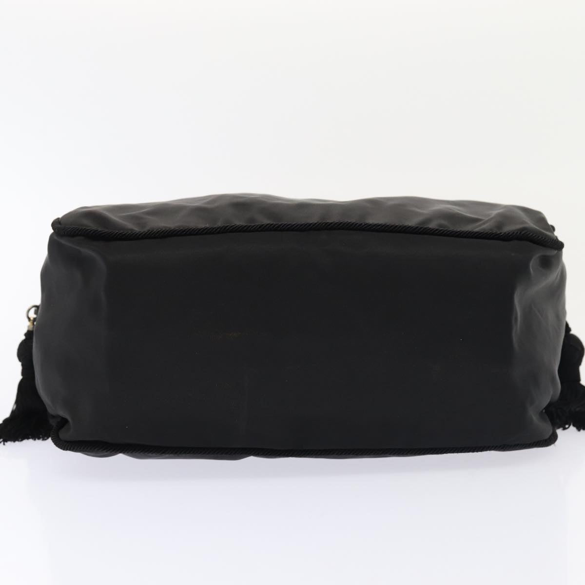 PRADA Hand Bag Nylon Black Silver Auth bs17749