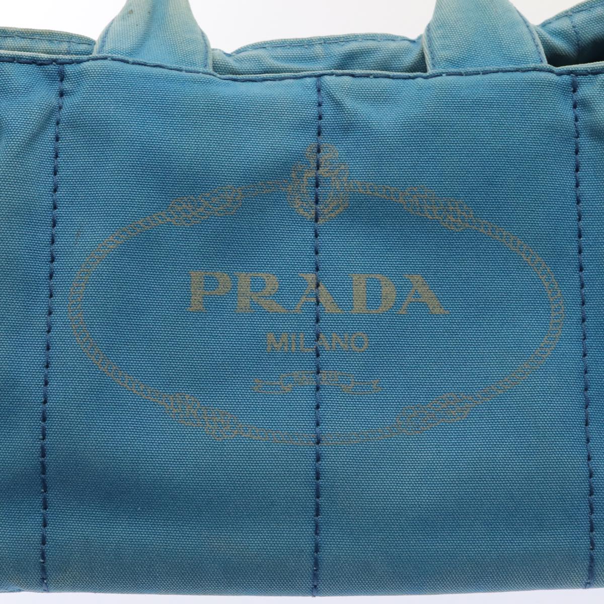 PRADA Canapa GM Hand Bag Canvas Blue Gold Auth bs17750