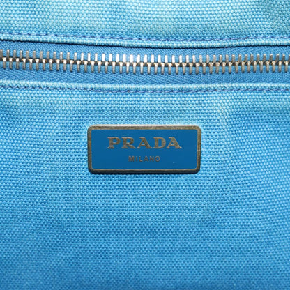 PRADA Canapa GM Hand Bag Canvas Blue Gold Auth bs17750